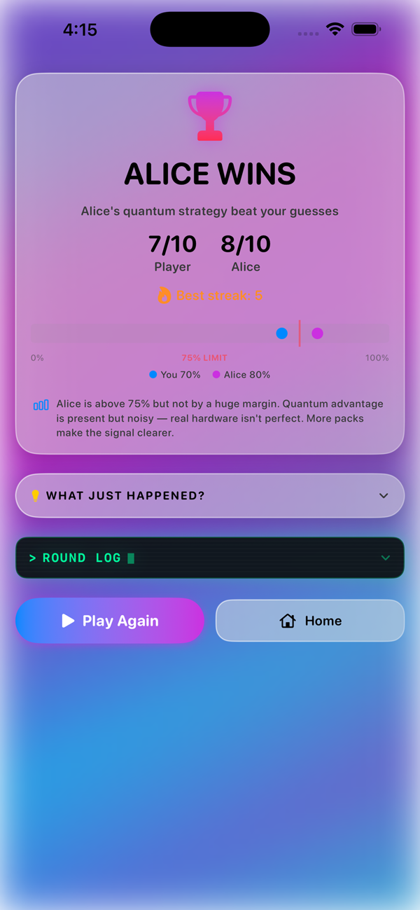 Quantum Bob game