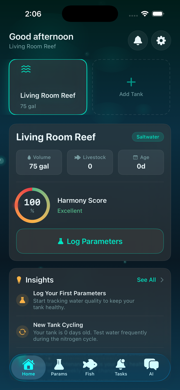 TankLab home screen